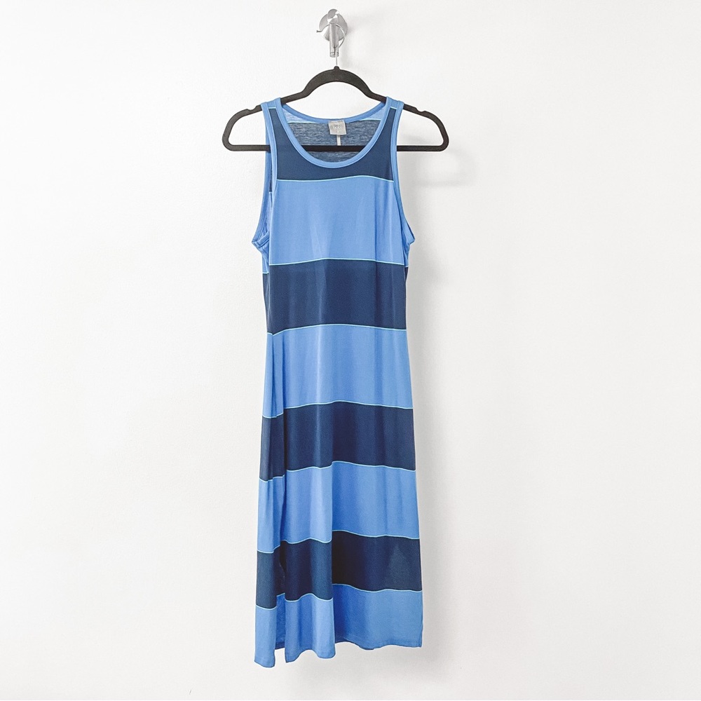 Bobi Vacation Preppy Chic Casual Stripe‎ Sleeveless Tank Dress 100% Cotton